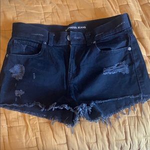 express black denim shorts